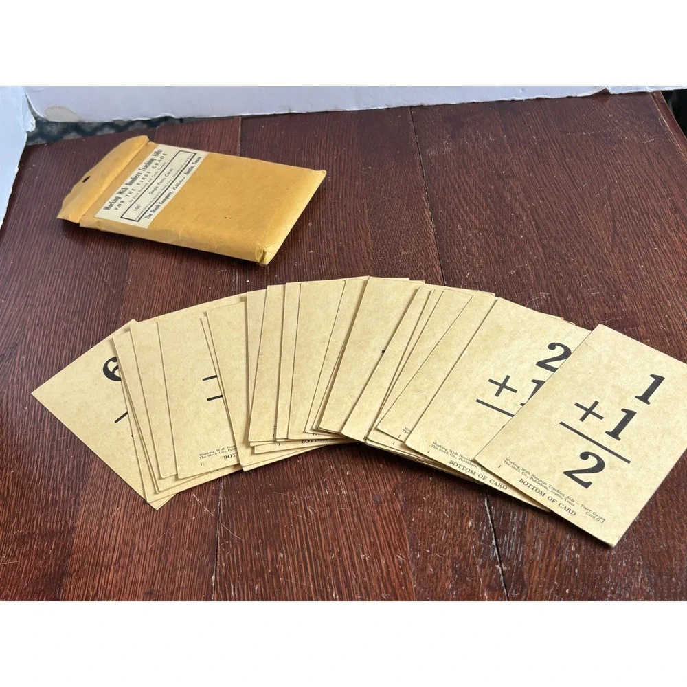 Vintage 1948 Steck Co Math Flash Cards Working With Numbers Teaching Aids‎ 1G1